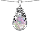 Original Star K™ Large Loving Mother And Family Pendant With Round Created Pink Opal