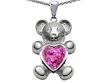 Original Star K™ Love Bear Holding Heart Shape 8mm Created Pink Sapphire