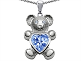 Original Star K™ Love Bear Holding Birthstone of March Heart Shape Simulated Aquamarine