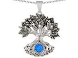 Celtic Love by Kelly Tree Of Life Good Luck Pendant With 7mm Round Created Blue Opal