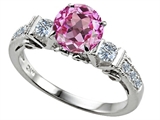 Original Star K™ Classic 3 Stone Engagement Ring With Round 7mm Created Pink Sapphire