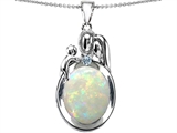 Original Star K™ Loving Mother And Father With Child Pendant With Oval Created Opal