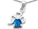 Celtic Love by Kelly Round Created Blue Opal Lucky Clover Pendant