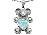Original Star K™ Love Bear Holding Birthstone of October Heart Shape Created Opal