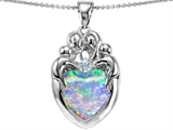 Original Star K™ Large Loving Mother Twins Family Pendant With 12mm Heart Shape Created Opal