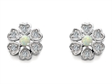 Original Star K™ Flower Earrings With Round Created Opal