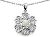 Original Star K™ Flower Pendant With Round 4mm Created Opal