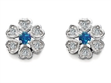 Original Star K™ Flower Earrings With Round Created Blue Opal