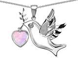 Original Star K™ Peace Love Dove Pendant with 7mm Heart Shape Created Pink Opal