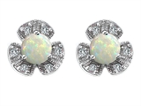 Original Star K™ Flower Earrings With Round 5mm Created Opal