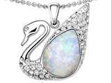 Original Star K™ Love Swan Pendant With Pear Shape Created Opal