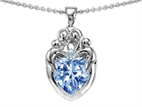 Original Star K™ Loving Mother Twins Family Pendant With 8mm Heart Shape Simulated Aquamarine