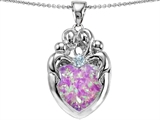 Original Star K™ Large Loving Mother Twins Family Pendant With Heart 12mm Created Pink Opal