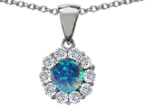 Original Star K™ Round 6mm Created Blue Opal Pendant