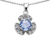 Original Star K™ Flower Pendant With Round 6mm Simulated Aquamarine
