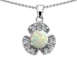 Original Star K™ Flower Pendant With Round 6mm Created Opal