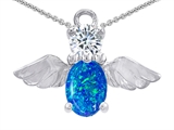 Original Star K™ Angel Of Love Protection Pendant With Oval 8x6mm Created Blue Opal