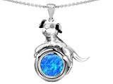 Original Star K™ Dog Lover Pendant with October Birthstone Created Blue Opal