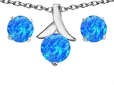 Original Star K™ Created Blue Opal Round Pendant Box Set with Free matching earrings