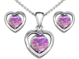 Original Star K™ Created Pink Opal Heart Pendant with Free Box Set matching earrings