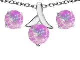 Original Star K™ Created Pink Opal Round Pendant Box Set with Free matching earrings