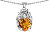 Original Star K™ Loving Mother And Hugging Family Pendant With Heart Shape 8mm Genuine Citrine