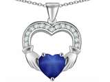 Celtic Love by Kelly Hands Holding 8mm Heart Claddagh Pendant With Created Star Sapphire