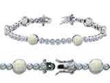 Original Star K™ High End Tennis Bracelet With 6pcs 6mm Created Round Opal