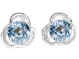 Original Star K™ Round Simulated Aquamarine Flower Earring Studs