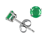 Tommaso Design™ Round 4mm Genuine Emerald Earrings