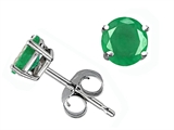 Tommaso Design™ Round 5mm Genuine Emerald Earrings