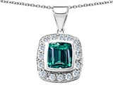 Original Star K™ Square Cushion Cut Simulated Emerald Pendant
