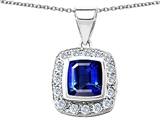 Original Star K™ Square Cushion Cut Created Sapphire Pendant