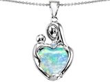 Original Star K™ Large Loving Mother With Child Pendant With 12mm Heart Shape Created Opal