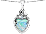 Original Star K™ Large Loving Mother Twin Children Pendant With 12mm Heart Shape Created Opal