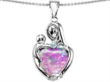 Original Star K™ Large Loving Mother With Child Pendant With 12mm Heart Shape Created Pink Opal