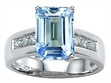 Original Star K™ Classic Octagon Emerald Cut 9x7 Engagement Ring With Simulated Aquamarine