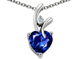 Original Star K™ Heart Shape Created Blue Sapphire Pendant with Chain