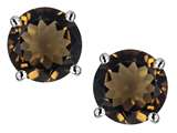 Original Star K™ Round 7mm Genuine Smoky Quartz Earring Studs
