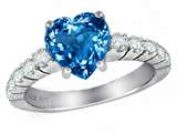 Original Star K™ 8mm Heart Shape Genuine Blue Topaz Engagement Ring
