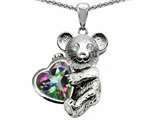 Original Star K™ Love Bear Hugging 8mm Heart Shape Mystic Rainbow Topaz