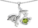 Original Star K™ New Baby Stork Mother Pendant with Genuine Heart Peridot