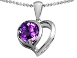 Original Star K™ Heart Shape Pendant With Round Genuine Amethyst