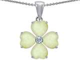 Celtic Love by Kelly 6mm Heart Shape Created Opal Lucky Clover Pendant
