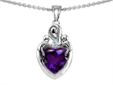 Original Star K™ Loving Mother With Children Pendant With  Heart Shape Genuine Amethyst