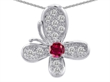 Original Star K™ Butterfly With Round Created Ruby Pendant
