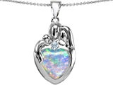 Original Star K™ Large Loving Mother And Father With Child Family Pendant With Heart Shape 12mm Created Opal