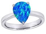 Original Star K™ Large Pear Shape Solitaire Engagement Ring with Created Blue Opal