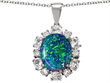 Original Star K™ Created Blue Opal Oval Pendant