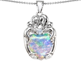 Original Star K™ Large Loving Mother Twins Family Pendant With 12mm Heart Shape Simulated Opal
